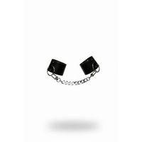 Siyah Deri Kelepçe - Kelepçe Parlak Deri Zincir Detaylı Bilek Kelepçesi - Brf269