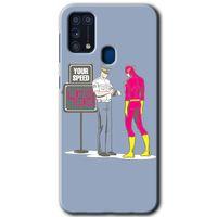 MRCİLETİSİM Samsung Galaxy M31 Kılıf Baskılı Kapak - Hız Limiti + 5D Tam Kaplayan Cam