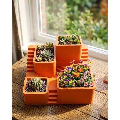 3d Kaktüs Saksı Seti Çok Bölmeli Modern Dekoratif Masaüstü Bitki Standı