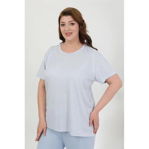 Kadın Büyük Beden Kısa Kol Penye Pijama Takımı Mavi