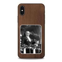 Apple Iphone X Kılıf Atatürk (35) Fit Design Kılıf Kahverengi Duvar
