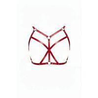 Kırmızı Göğüs Harness Deri Çapraz Bantlı O Halka Detaylı - Brf247