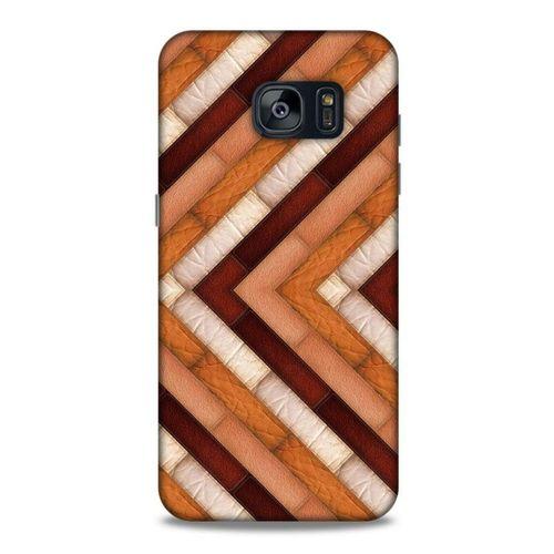 Samsung Galaxy S7 Edge Kılıf Patchwork (40) Fit Silikon Kılıf Kahverengi Beyaz