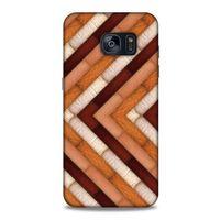 Samsung Galaxy S7 Edge Kılıf Patchwork (40) Fit Silikon Kılıf Kahverengi Beyaz