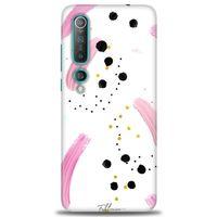 Xiaomi Mi 10 Kılıf HD Baskılı Kılıf - Pembe ve Benekler + Tam Ekran Koruyucu