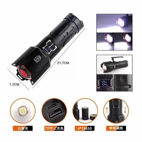 Bedotech Bd-2406 30w Tg Led Alüminyum Alaşımlı Zoomlu Type-c Dijital Göstergeli Şarjlı El Feneri