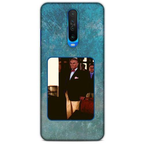 Xiaomi Poco X2 Kılıf Atatürk (30) Silicone Case Turkuaz Taş
