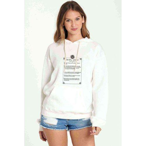 Deathnote Baskılı Beyaz Kadın Kapşonlu Sweatshirt
