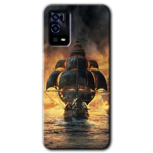 Potkal Hediye Fabrikası Oppo A55 Kılıf HD Desen Baskılı Arka Kapak - Siyah İnci