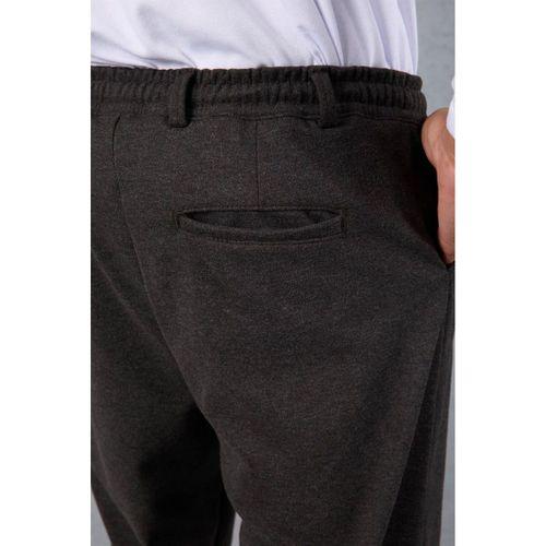 Milos Relax Fit Örme Kaşe Kumaş Fermuarlı Beli Lastikli Jogger Erkek Pantolon - Füme