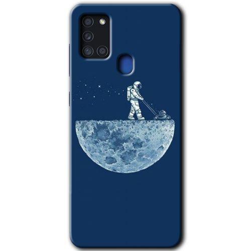 MRCİLETİSİM MRCİLETİSİM Samsung Galaxy A21s Kılıf HD Desen Baskılı Arka Kapak + Temperli Cam - Uzay İşçisi