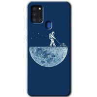 MRCİLETİSİM MRCİLETİSİM Samsung Galaxy A21s Kılıf HD Desen Baskılı Arka Kapak + Temperli Cam - Uzay İşçisi