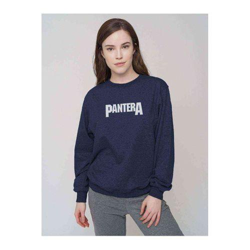 Pantera Logo Baskılı Indigo Mavi Kadın Sweatshirt