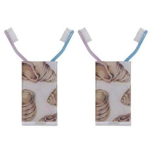 2 Adet Diş Fırçalık Ve Macun Kabı İstiridye Akrilik 6X6X12Cm 300Ml Banyo Seti