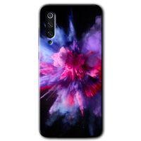 MRCİLETİSİM Xiaomi Mi 9 Kılıf Baskılı Kapak - Color Splash Purple + 5D Tam Kaplayan Cam