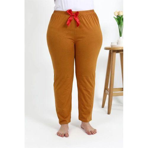 Kadın Pamuklu Büyük Beden Alt Pijama Hardal