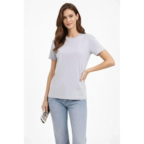 Bisiklet Yaka Tişört  Regular Kalıp Basic Pamuklu  Günlük Kullanım  T-shirt - Gri