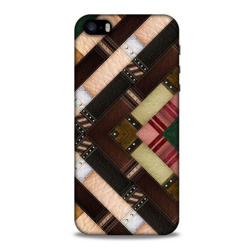Apple Iphone 5 Kılıf Patchwork (7) Telefon Kılıfı Koyu Kahverengi