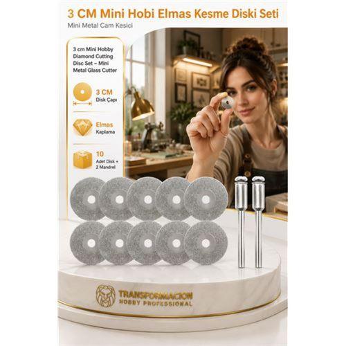 10 ADET 30 mm Elmas Kesici Disk Seti, Mini Cam Metal Ahşap Kesme Ucu 723233