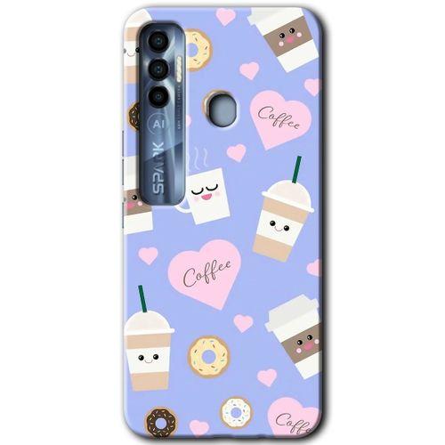 Tecno Spark 7 Pro HD Baskılı Kılıf + 9D Tam Ekran Koruyucu - Coffee Cake