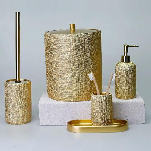 By Selim Natural Altın 5 Parça Polyester Banyo Seti