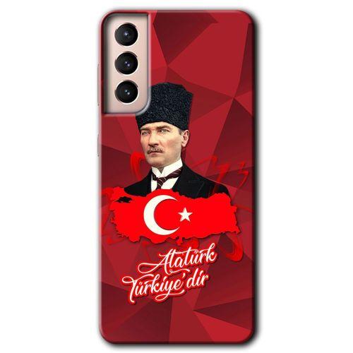 Galaxy S21 Kılıf HD Desen Baskılı Arka Kapak - Atatürkiye + Kırılmaz Cam
