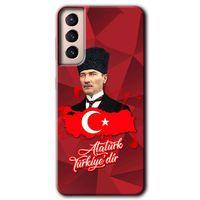 Galaxy S21 Kılıf HD Desen Baskılı Arka Kapak - Atatürkiye + Kırılmaz Cam