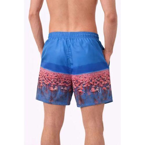 Erkek Deniz Şortu Fermuarlı Cepli File Astarlı Hızlı Kuruyan Premium - Mavi