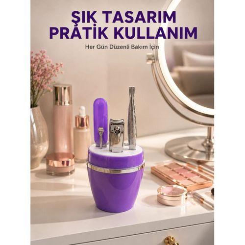 Mor Manikür Pedikür Seti Taşınabilir Kişisel Bakım Kiti