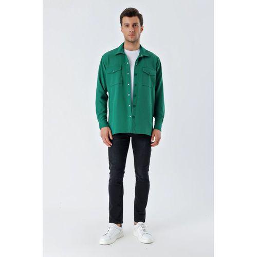 20193 Oversize Erkek Gömlek - Zümrüt Yeşili