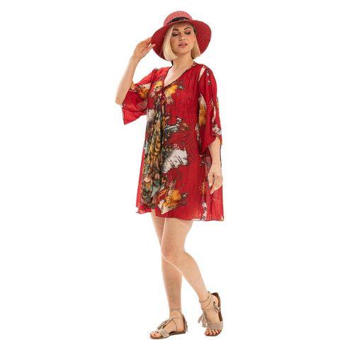 Side Vual Yazlık Pareo Kırmızı 6124