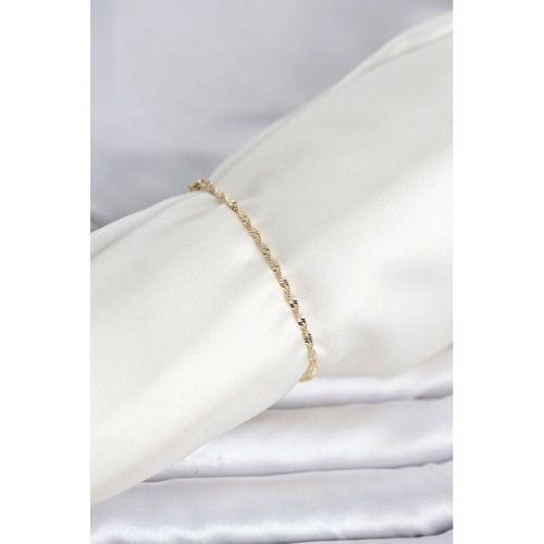 CM 14K Gold Renk Yassı Ezme Burgu Model Kadın Bileklik