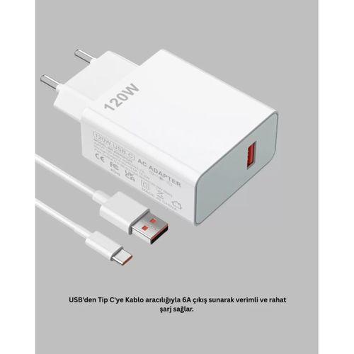 120 Watt Turbo Şarj Cihazı  Redmi Note 10 11 12 Uyumlu