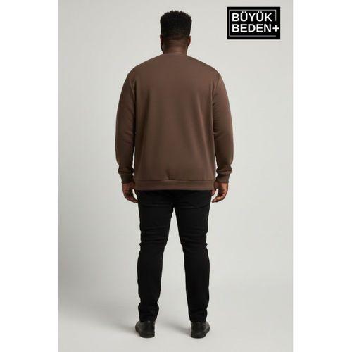 Erkek Büyük Beden Yelken Baskılı Bisiklet Yaka ince Sweatshirt SPR26BSW956-11