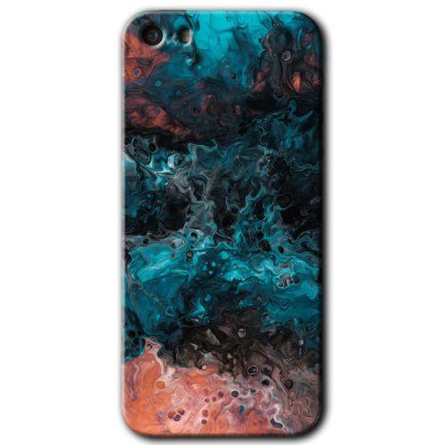 MRCİLETİSİM iPhone 5s Kılıf HD Desen Baskılı Arka Kapak + Temperli Cam - Liquid Colorfull