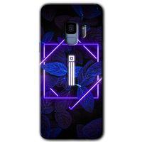 MRCİLETİSİM MRCİLETİSİM Samsung Galaxy S9 Kılıf HD Desen Baskılı Arka Kapak + Temperli Cam - Dark Neon Yaprak İ Harfi