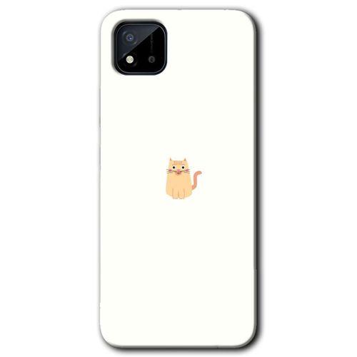 MRCİLETİSİM Realme C11 Kılıf Baskılı Kapak - Cat Minimalism + 5D Tam Kaplayan Cam