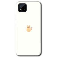 MRCİLETİSİM Realme C11 Kılıf Baskılı Kapak - Cat Minimalism + 5D Tam Kaplayan Cam