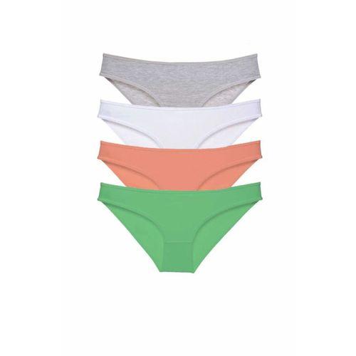 4 adet Süper Eko Set Likralı Kadın Slip Külot Gri Beyaz Pudra Yeşil