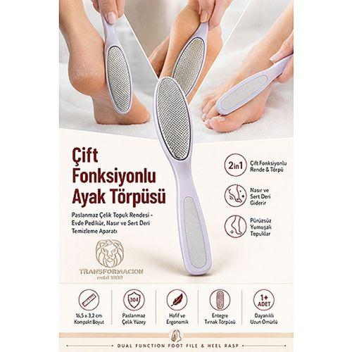 Profesyonel Çift Fonksiyonlu Ayak Törpüsü ve Paslanmaz Çelik Topuk Rendesi - Evde Pedikür, Nasır ve Sert Deri Temizleme Aparatı 723365