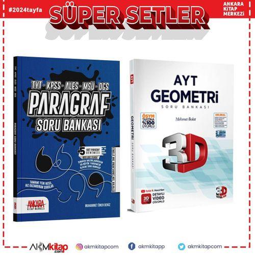3D AYT Geometri ve AKM Paragraf Soru Bankası Seti 2 Kitap