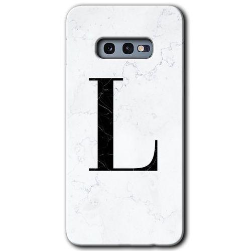 Potkal Hediye Fabrikası Samsung Galaxy S10e Kılıf HD Desen Baskılı Arka Kapak - Beyaz Mermer Desenli L Harfi