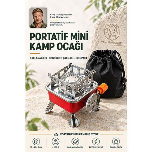 Portatif Mini Kamp Ocağı Katlanabilir Gazlı Kamp Pürmüzü Çakmaklı Açık Hava Ocağı 723726