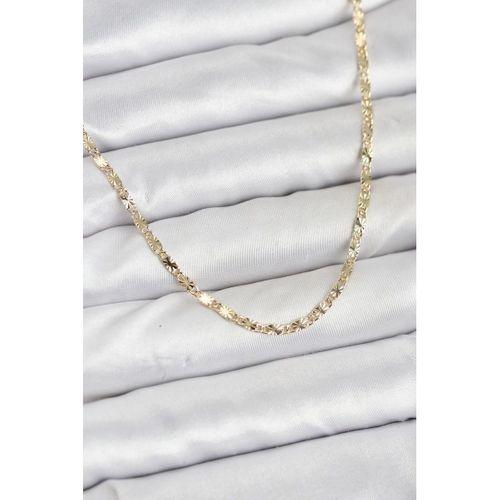 CM 14K Gold Renk Lazerli Zincir Model Kadın Kolye