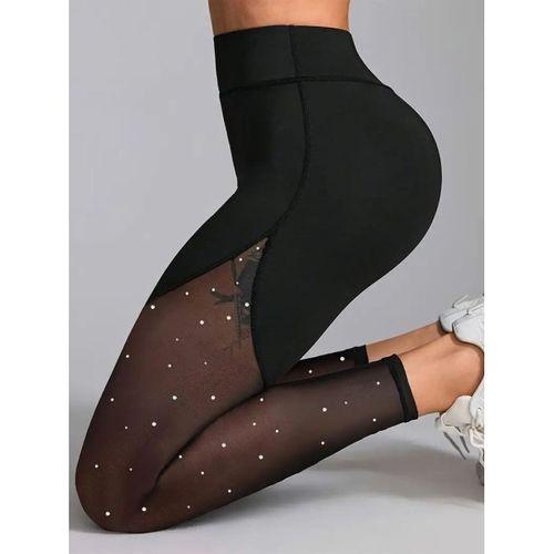 Kadın Yüksek Bel Asimetrik Kesim Detaylı Taşlı Tüllü Spor Dalgıç Tayt