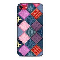 Apple iPhone SE 2020 Kılıf Patchwork (39) Liquid Crystal Kılıf Şeker Pembe Bordo