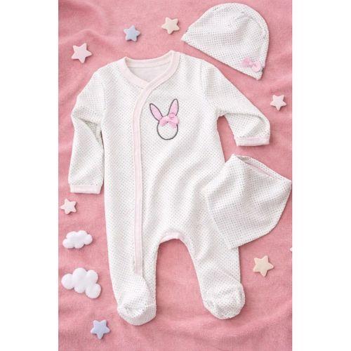Sevimli Tavşan Desenli Kız Bebek 4’lü Tulum Seti
