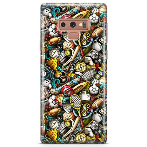 Samsung Galaxy Note 9 Kılıf Basket Futbol Doodle Arka Kapak Koruma Desenli Full Koruyucu