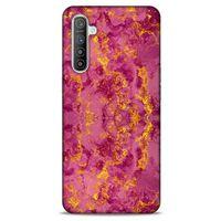 Mermer Desenli (35) Tema Fit Design Kılıf Burgonya Oppo Realme XT Kılıf