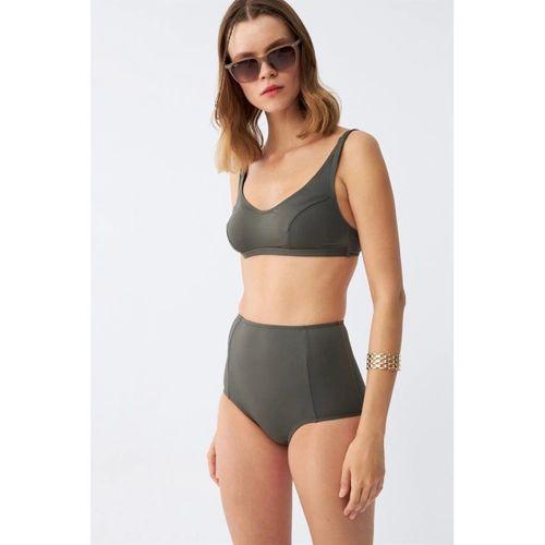 Kadın Basic Haki Pedli Yüksek Bel Bikini Takımı